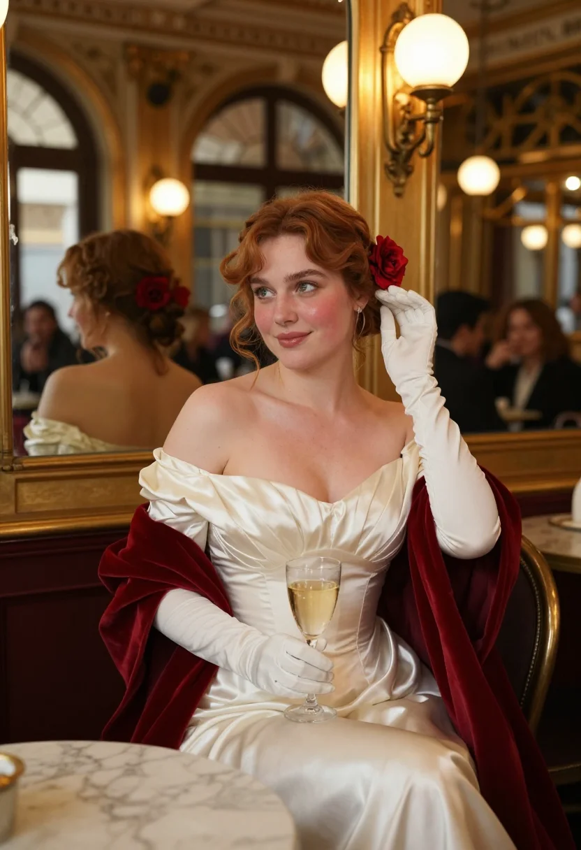 AI cafe momus sample — portrait of a woman, half-length portrait of a woman of Fren