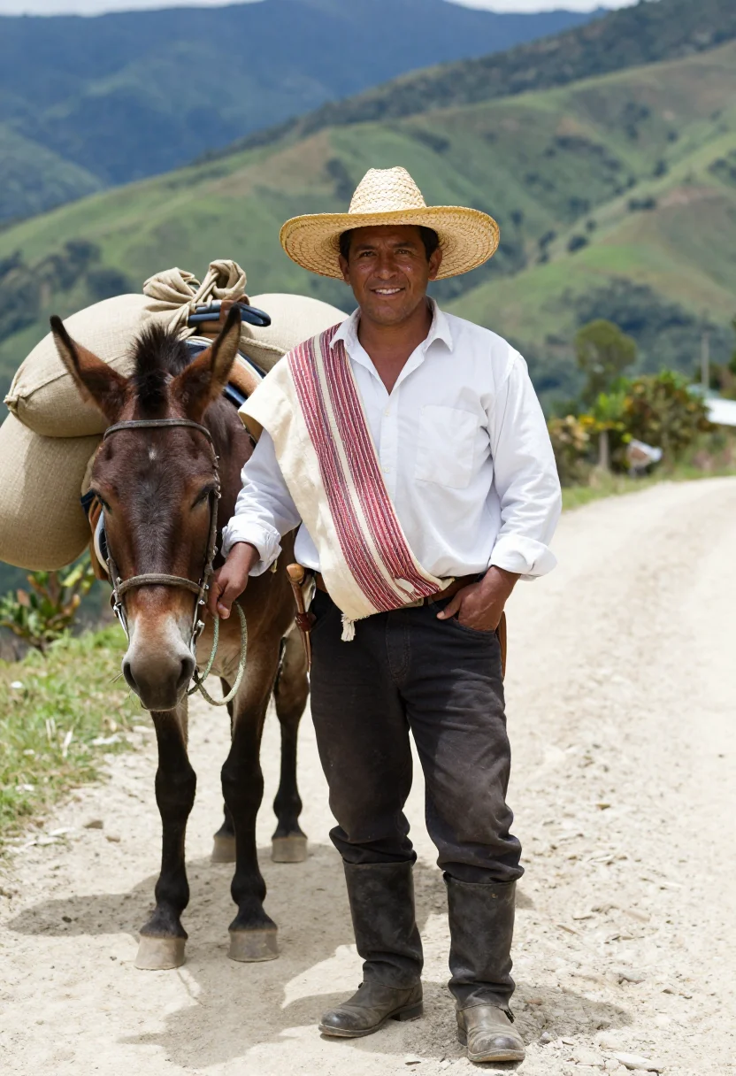 AI cafetero sample — portrait of a man, three-quarter-length portrait of a Colomb