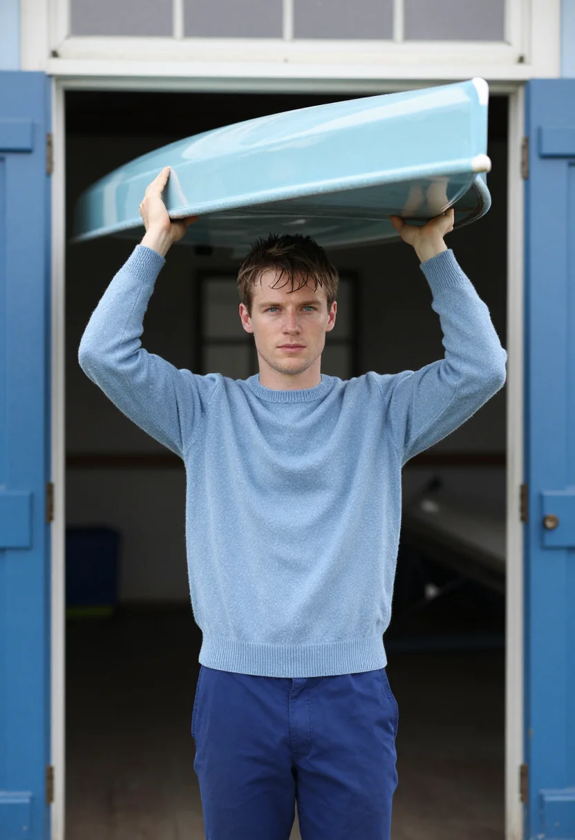 AI cambridge blue sample — portrait of a man, three-quarter-length portrait of a man in