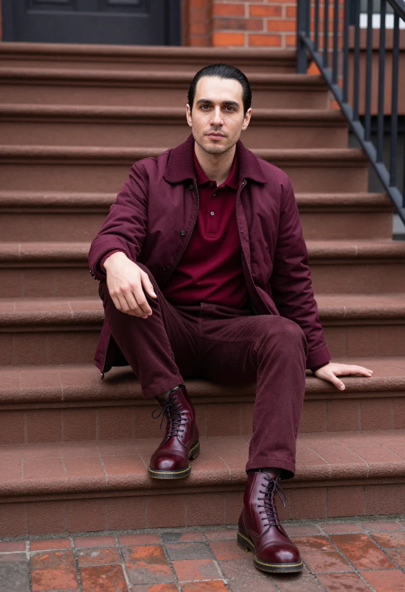AI camden oxblood sample — portrait of a man, a man in his late twenties with olive ski