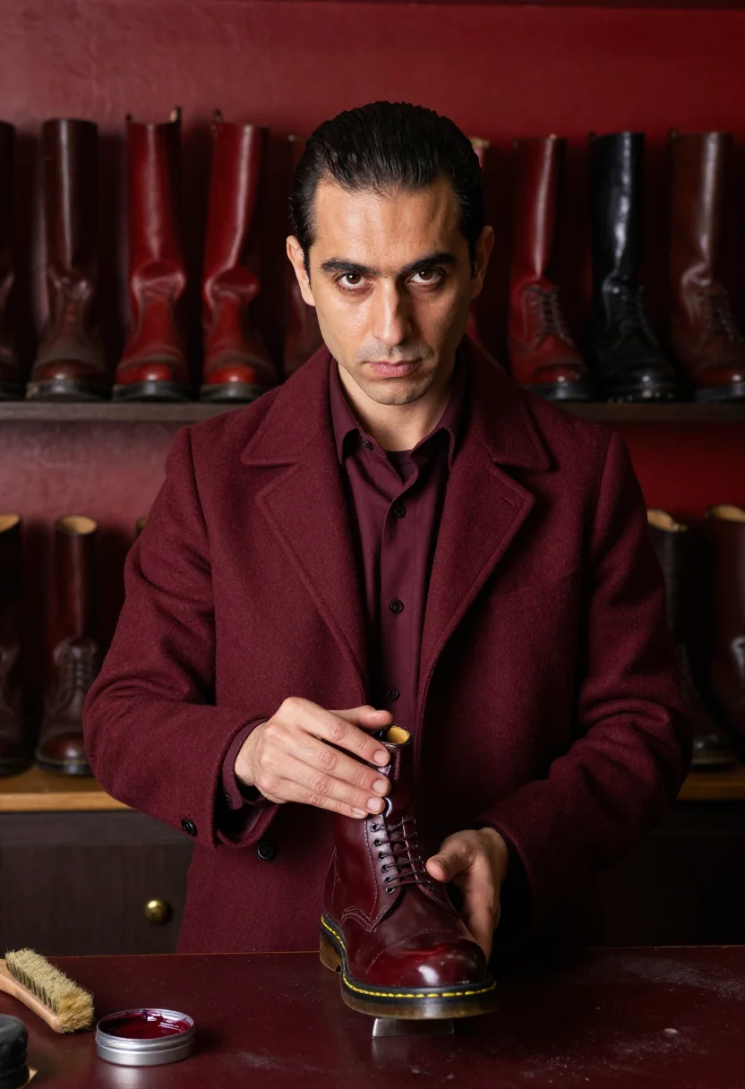 AI camden oxblood sample — portrait of a man, a man in his thirties with olive skin, da