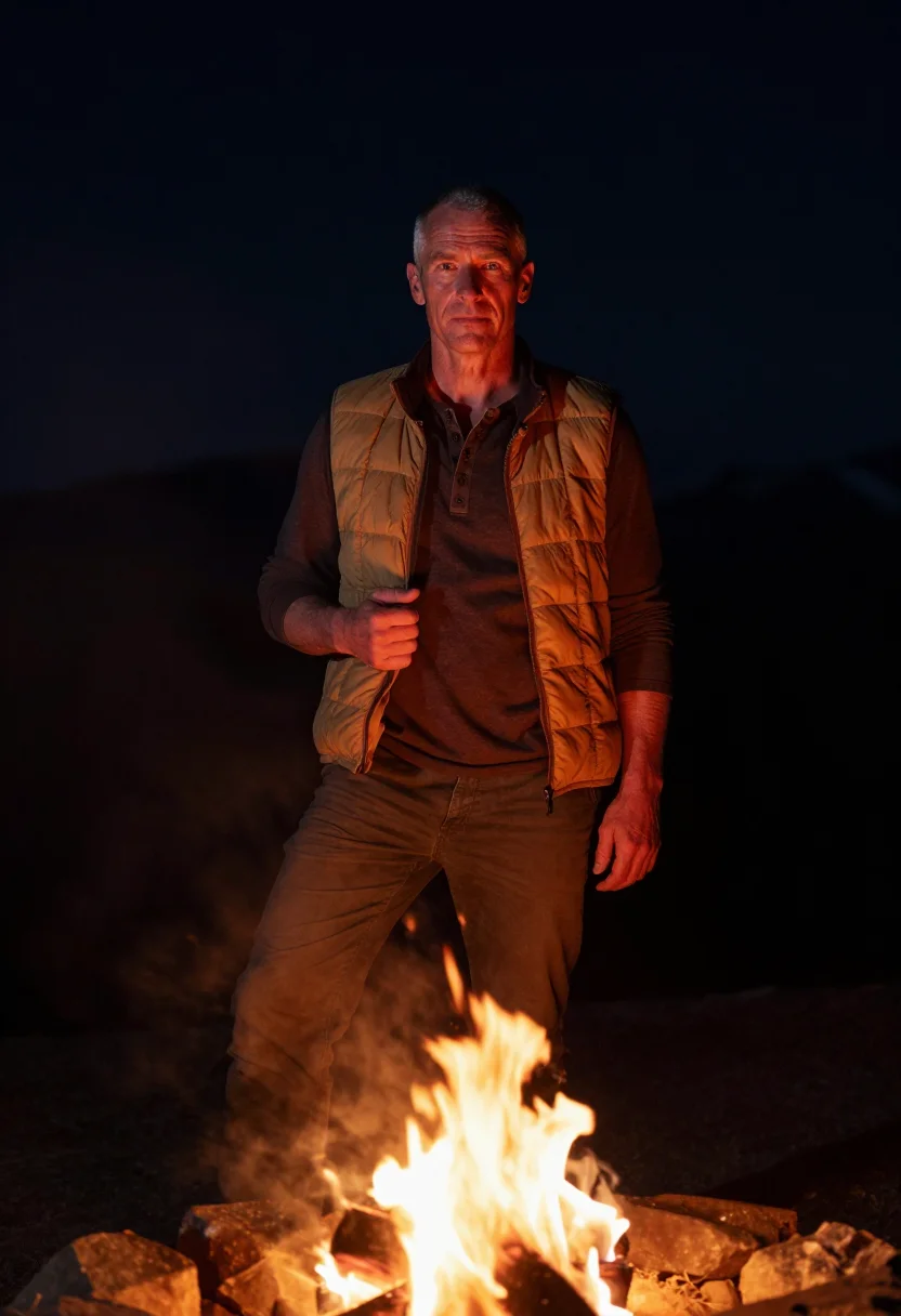 AI campfire sample — portrait of a man, half-length portrait of a man in his mid-