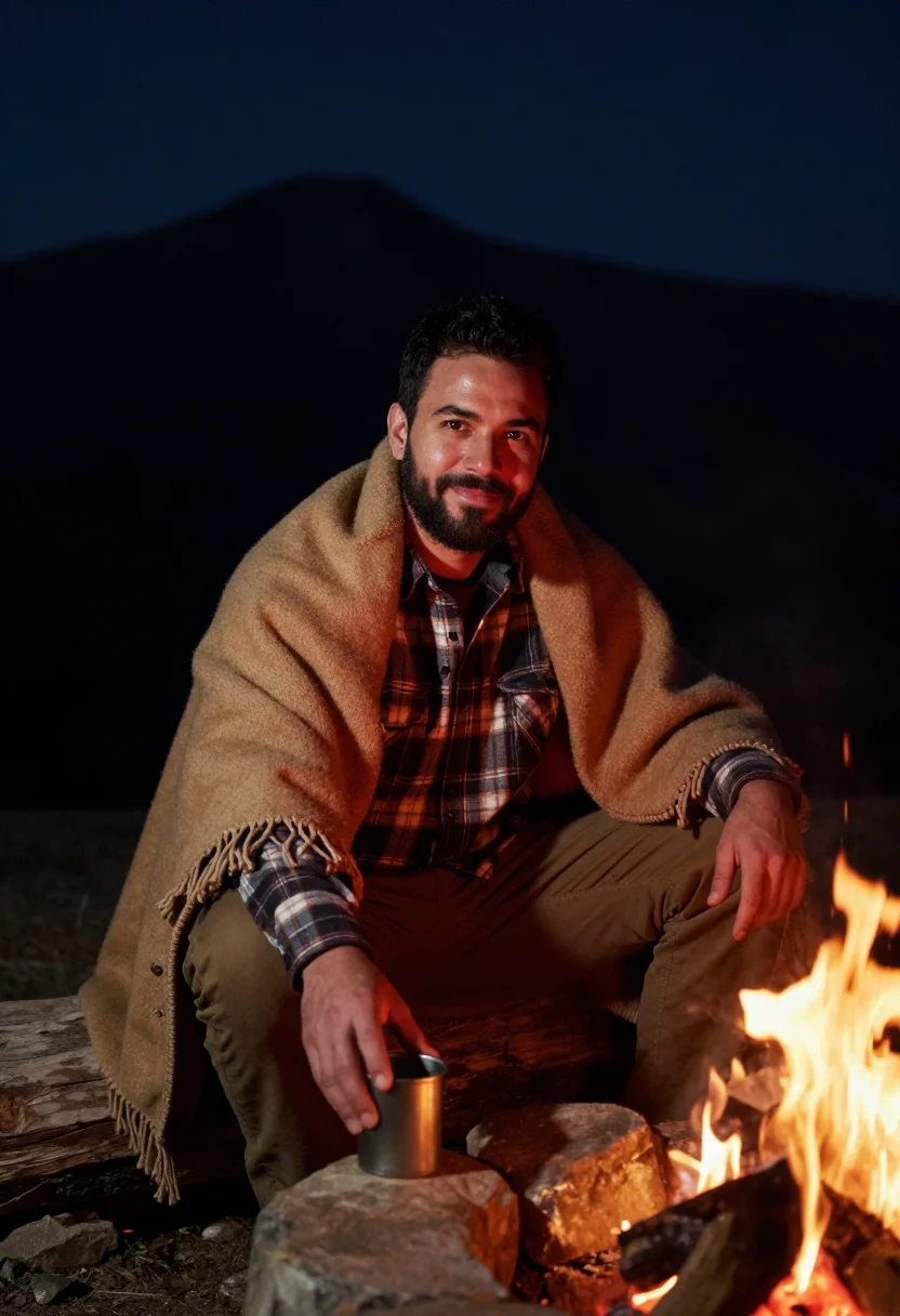 AI campfire sample — portrait of a man, three-quarter-length portrait of a man in