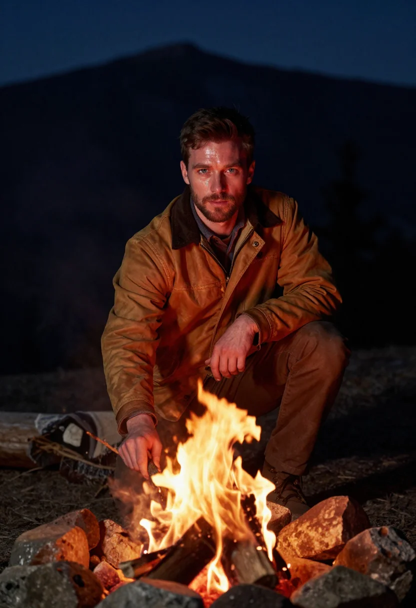 AI campfire sample — portrait of a man, three-quarter-length portrait of a man in