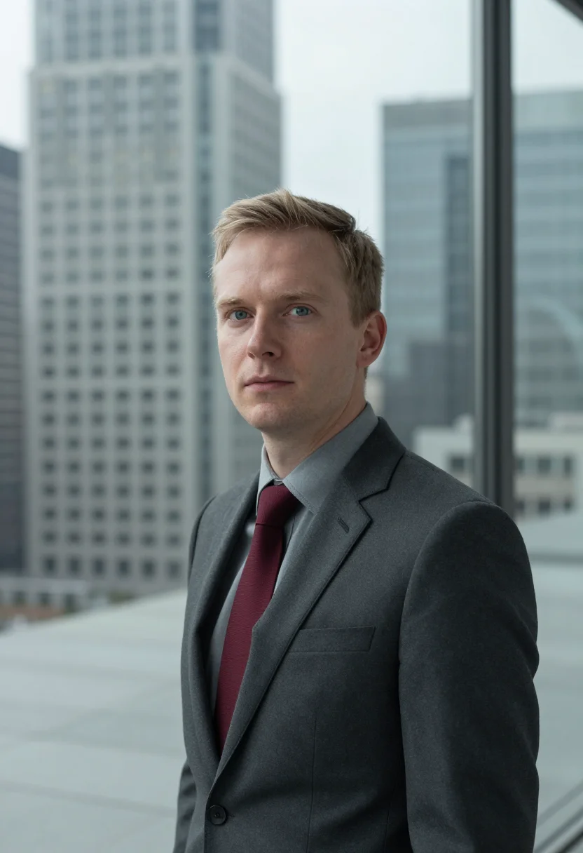 AI canary wharf quant slate sample — portrait of a man, chest-up portrait of a Western-European m