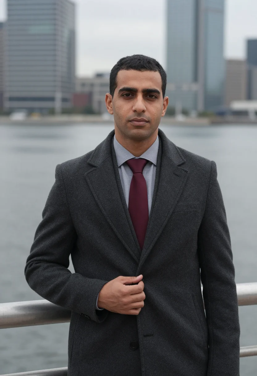 AI canary wharf quant slate sample — portrait of a man, half-length portrait cropped at the lower