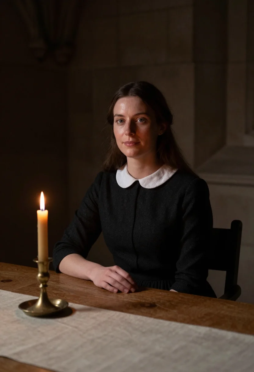 AI candlelight sample — portrait of a woman, half-length portrait of a woman in her