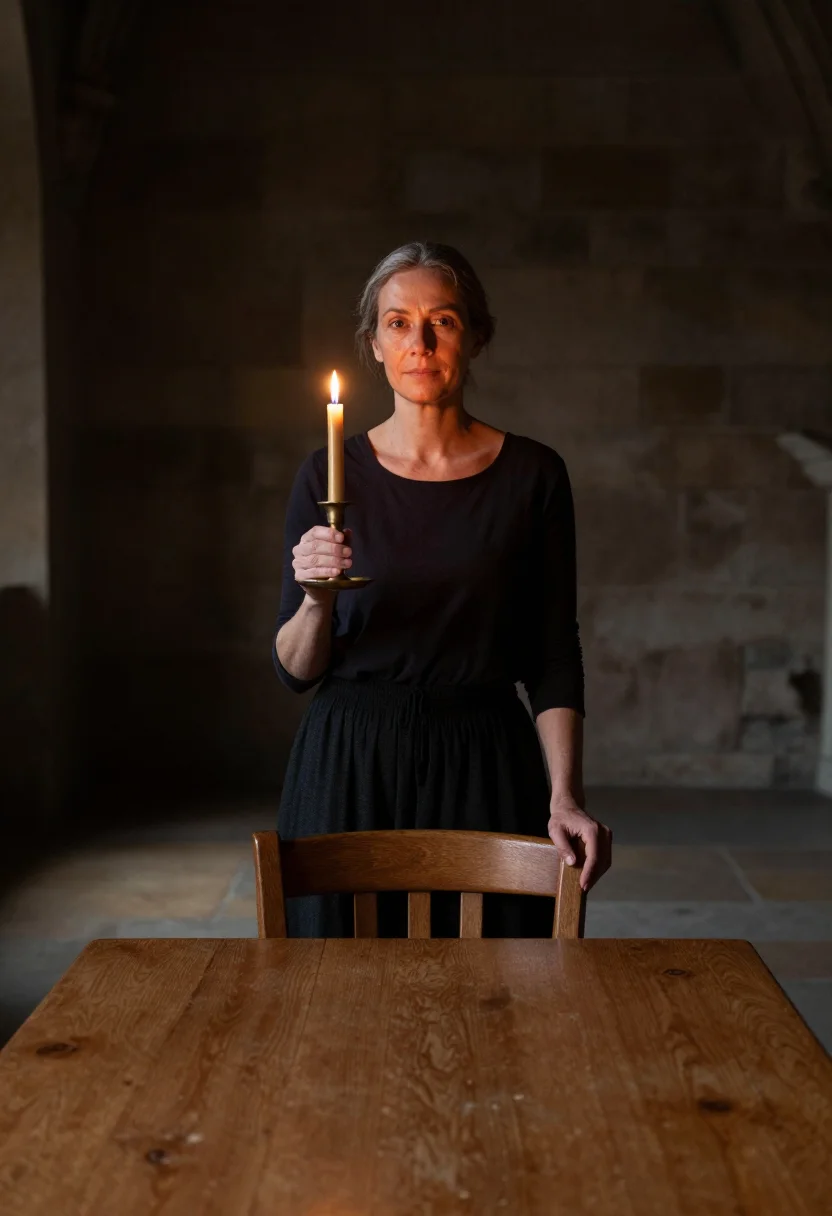 AI candlelight sample — portrait of a woman, three-quarter-length portrait of a woma