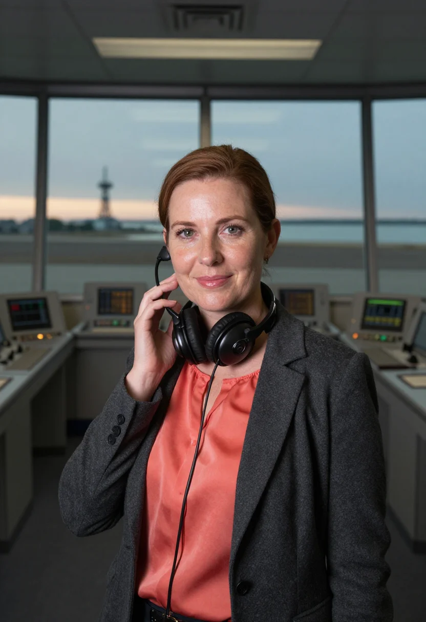 AI cape canaveral launch director coral sample — portrait of a woman, chest-up portrait of a woman of English