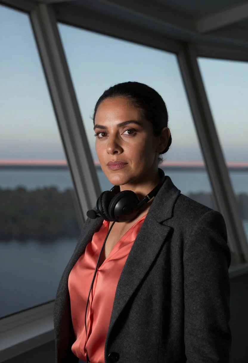 AI cape canaveral launch director coral sample — portrait of a woman, head-and-shoulders portrait of a Cuban-