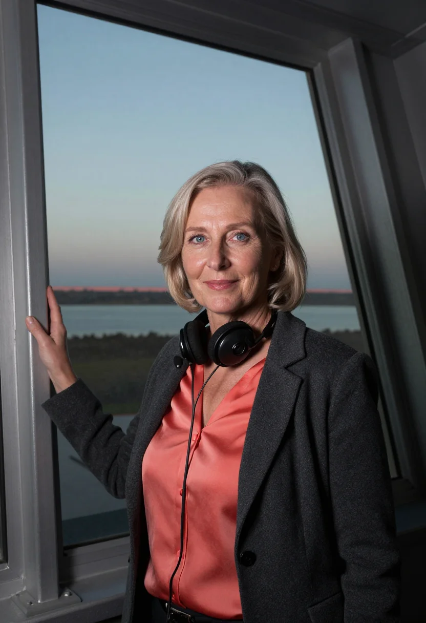 AI cape canaveral launch director coral sample — portrait of a woman, chest-up portrait of a woman of Scandin