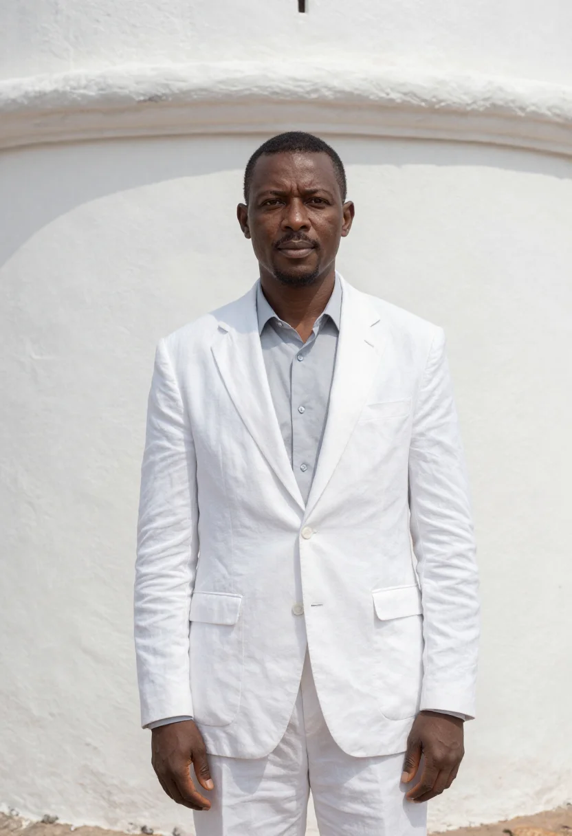 AI cape coast historian castle white fort sample — portrait of a man, an African-American historian in his mid-