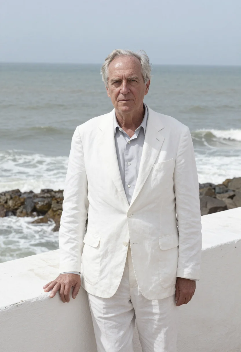AI cape coast historian castle white fort sample — portrait of a man, a British historian in his late fifties w