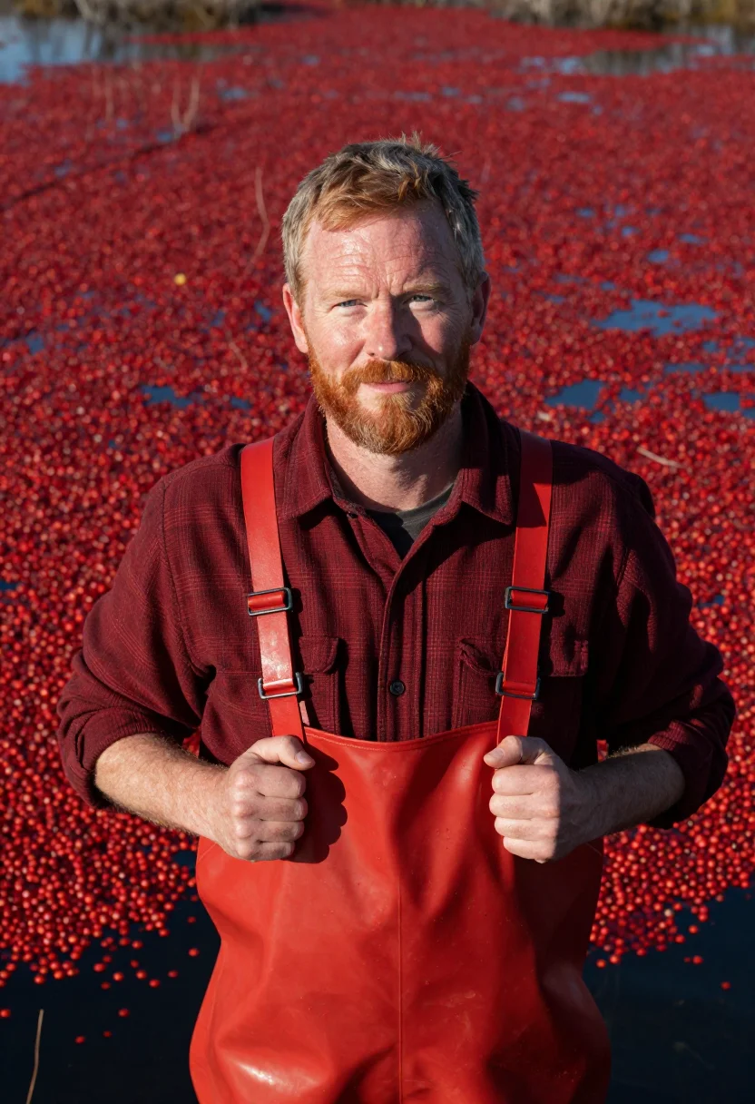 AI cape cod cranberry grower crimson sample — portrait of a man, of Irish-American descent, in his early f