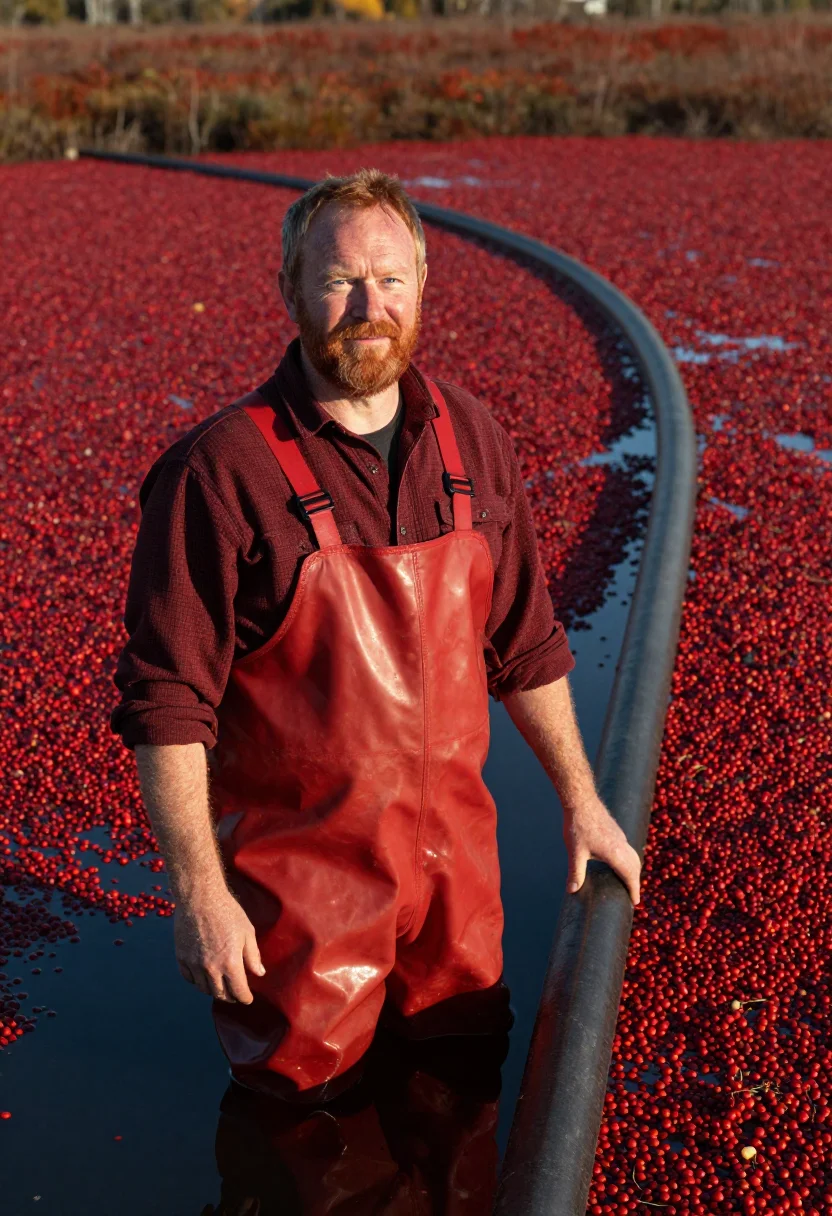 AI cape cod cranberry grower crimson sample — portrait of a man, of Irish-American descent, in his early f