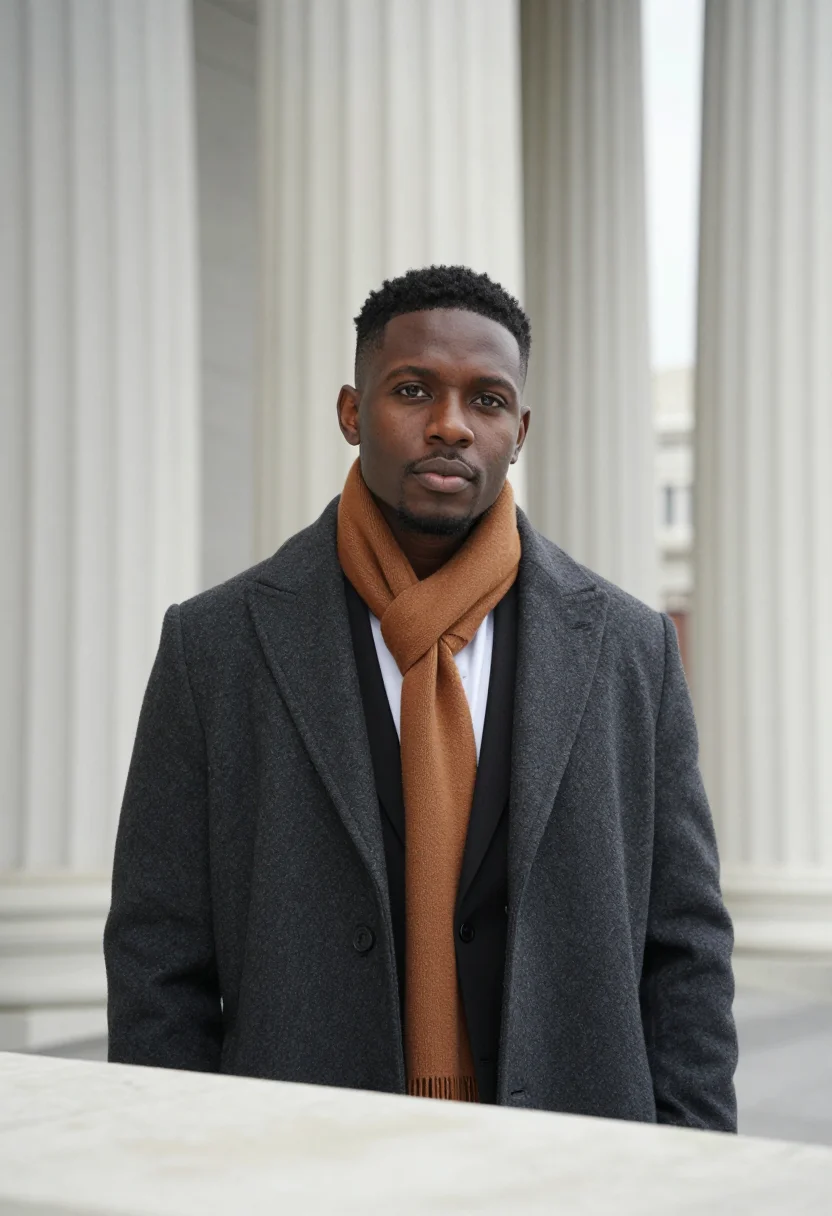 AI capitol hill staffer ochre sample — portrait of a man, chest-up portrait of an African-American