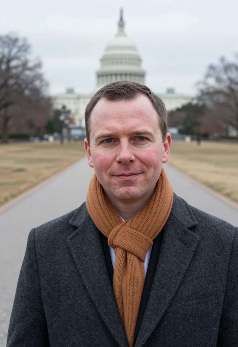 AI capitol hill staffer ochre sample — portrait of a man, close headshot of an Irish-American man i