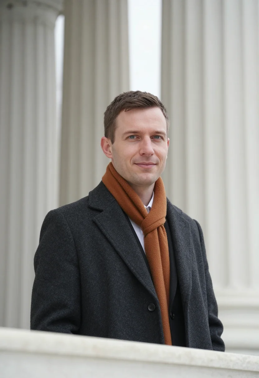 AI capitol hill staffer ochre sample — portrait of a man, tight head-and-shoulders portrait of a We