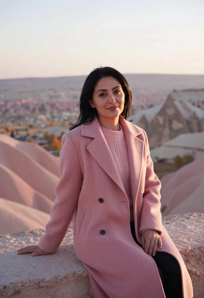 AI cappadocia october rose sample — portrait of a woman, framed half-length from the waist up, a