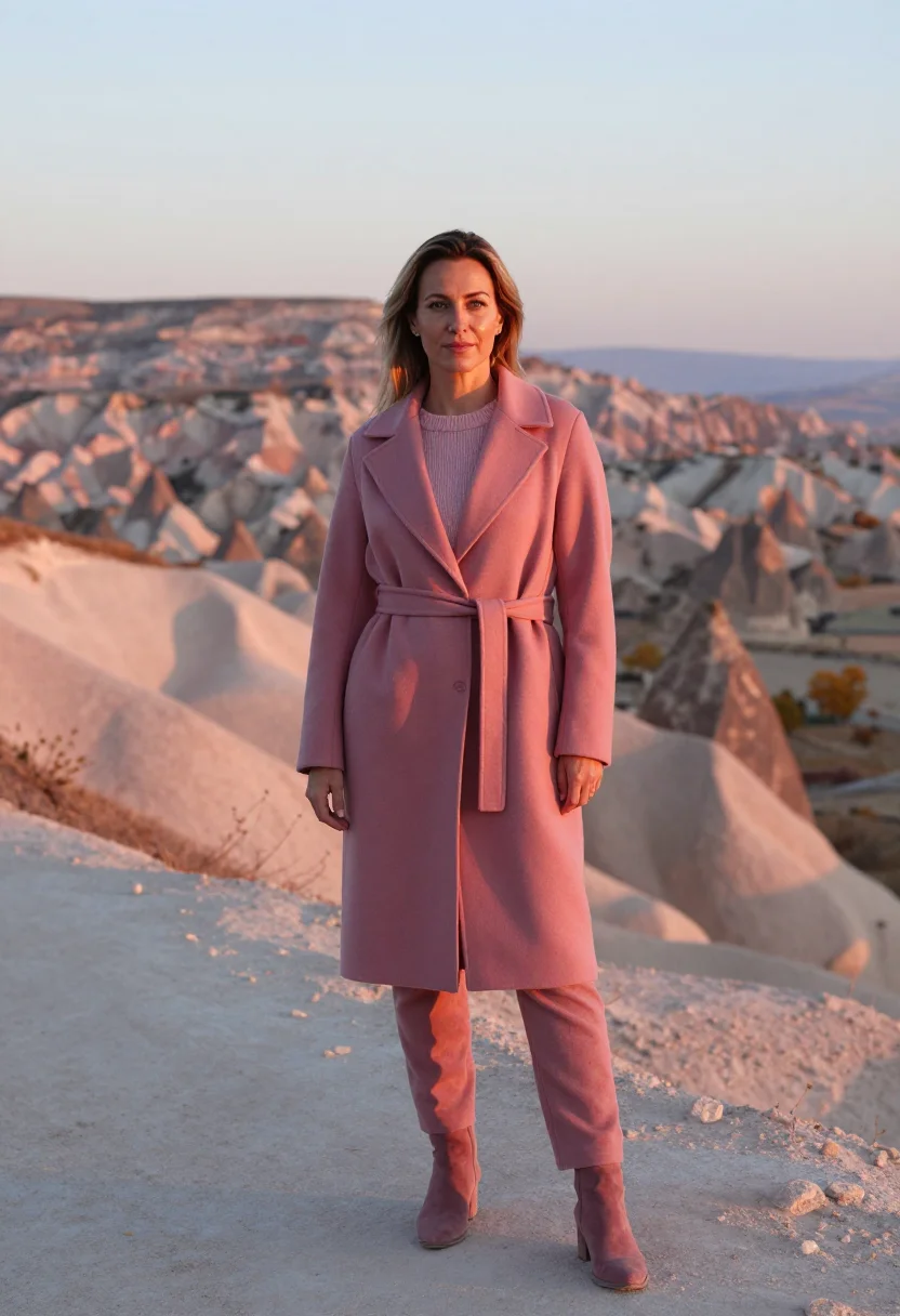 AI cappadocia october rose sample — portrait of a woman, framed three-quarter length from the he