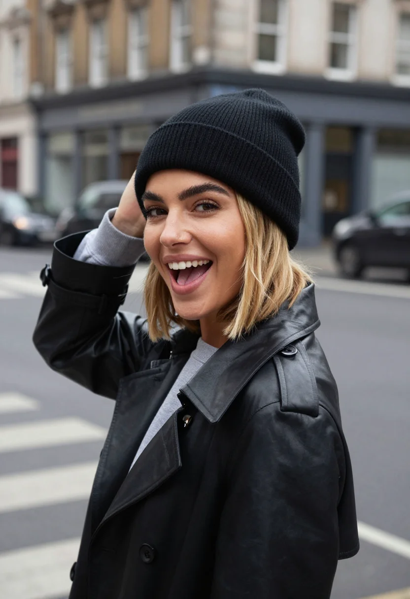 AI cara delevingne burberry sample — portrait of a woman, framed as a close head-and-shoulders po