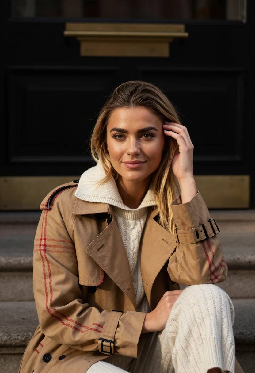 AI cara delevingne burberry sample — portrait of a woman, framed as a close head-and-shoulders po