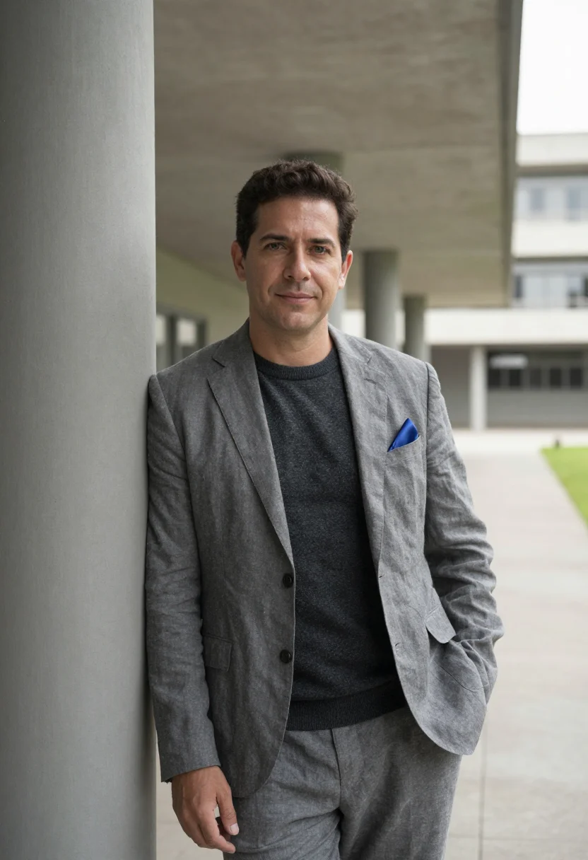 AI caracas architect university concrete mosaic sample — portrait of a man, a Venezuelan architect of Spanish descent