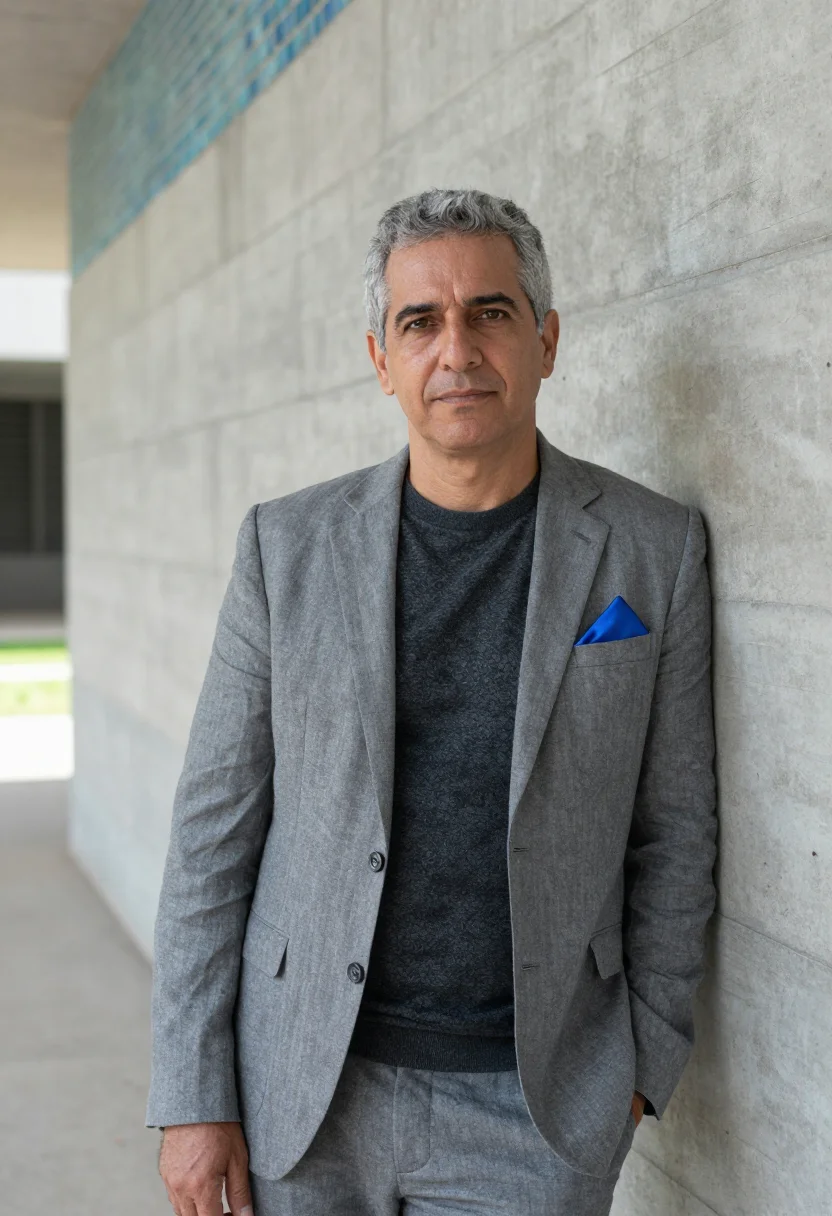 AI caracas architect university concrete mosaic sample — portrait of a man, a Venezuelan architect of Italian descent