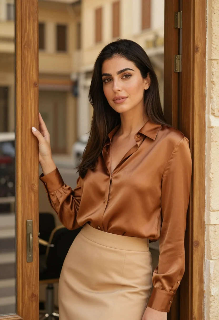 AI caramel beirut salon honey sample — portrait of a woman, a Lebanese woman in her late thirties w