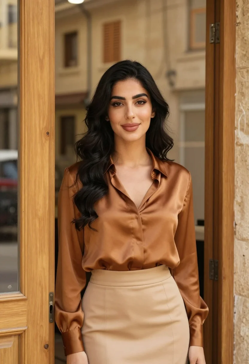 AI caramel beirut salon honey sample — portrait of a woman, a Palestinian woman in her mid-twenties