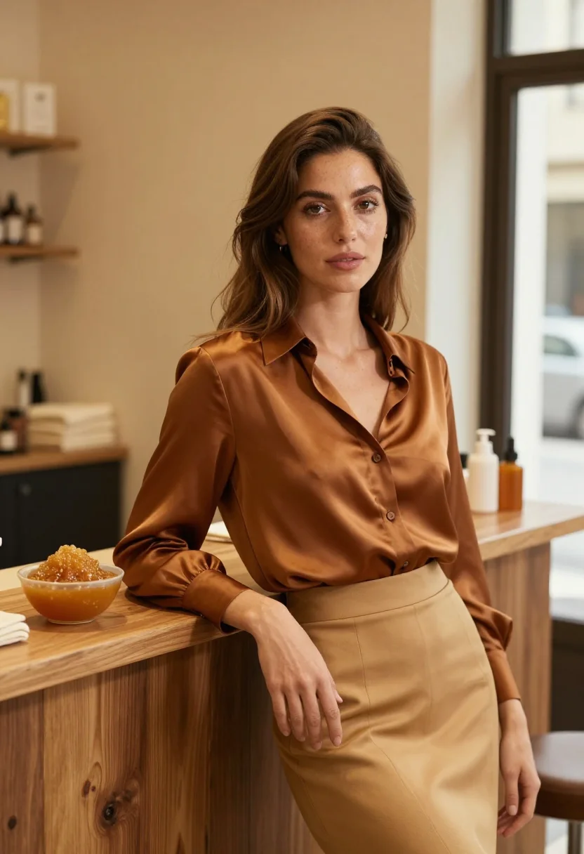AI caramel beirut salon honey sample — portrait of a woman, a French-Lebanese woman in her early th