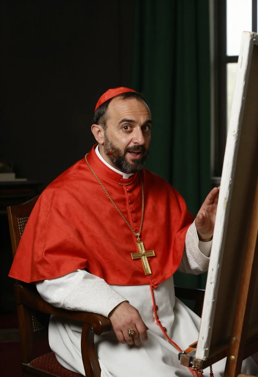 AI cardinal nephew sample — portrait of a man, half-length portrait of an Italian man in