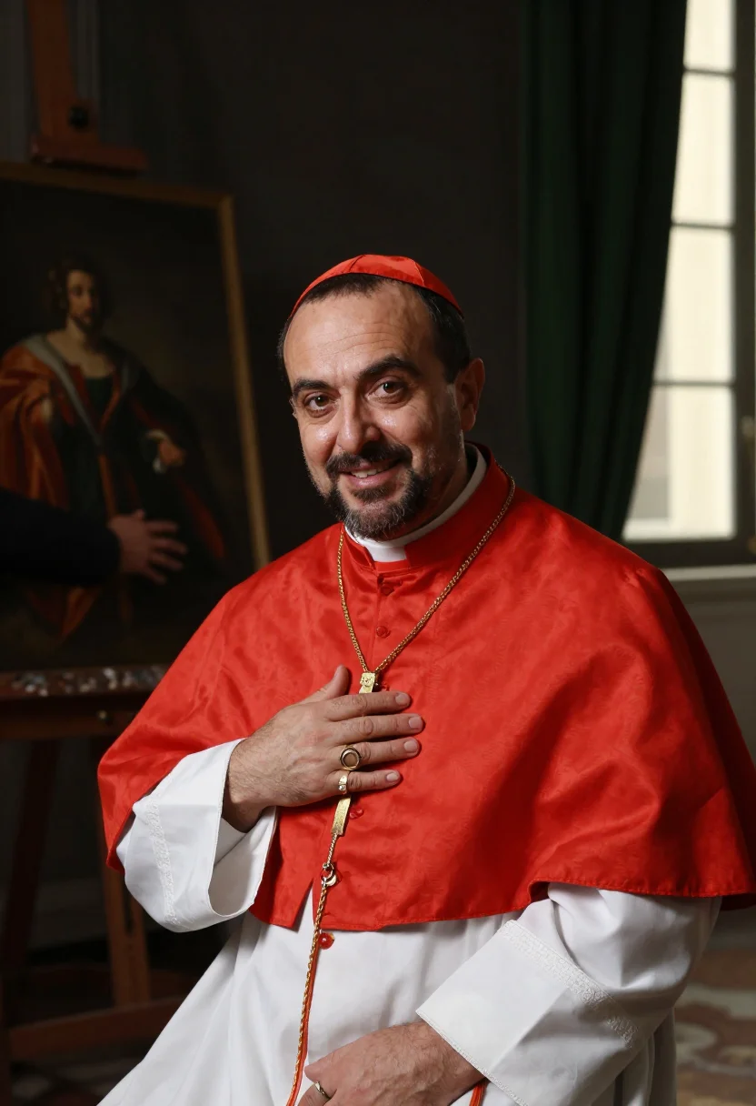 AI cardinal nephew sample — portrait of a man, close chest-up portrait of an Italian man