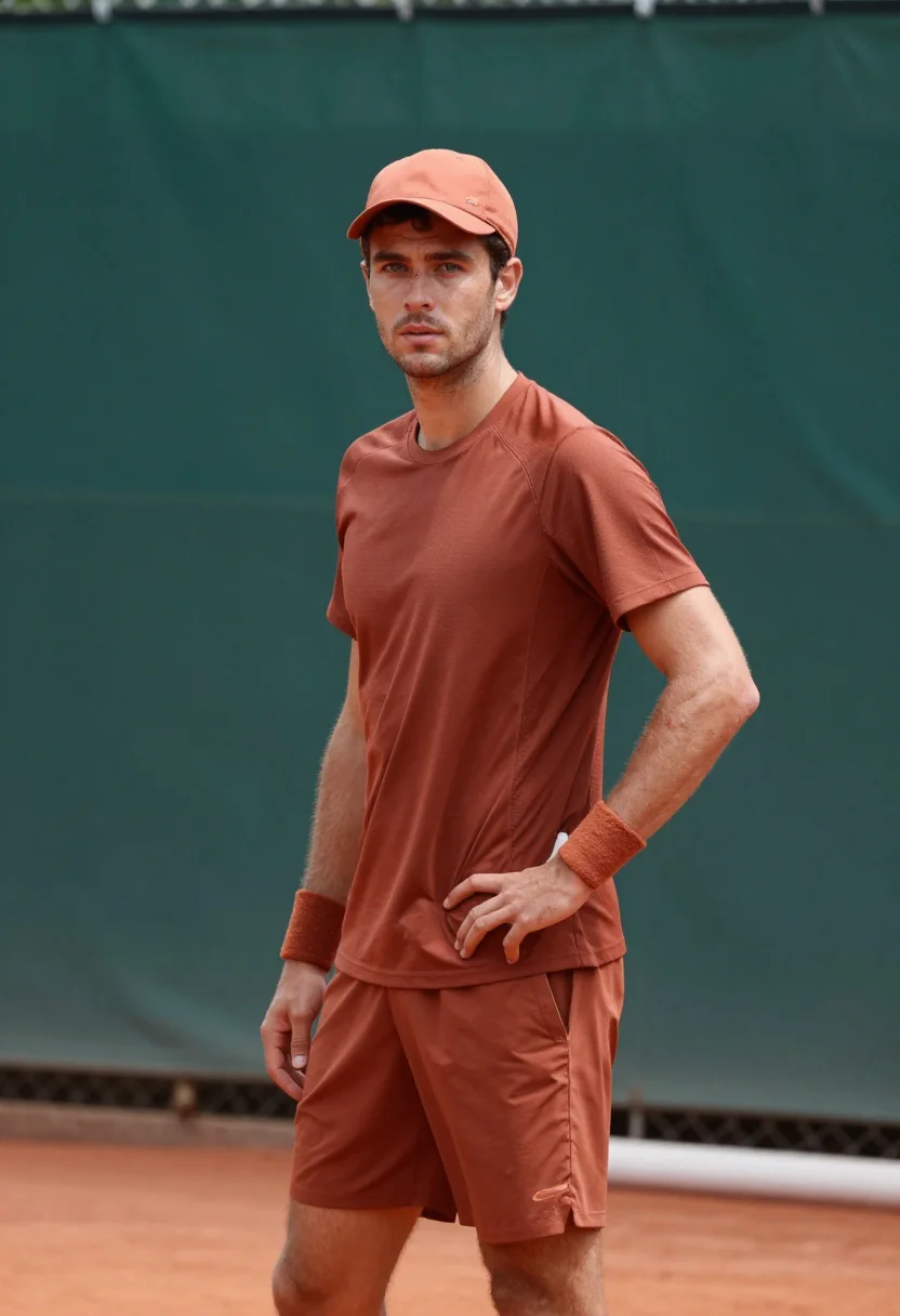 AI carlos alcaraz roland garros clay terracotta sample — portrait of a man, a French man in his late twenties with fa
