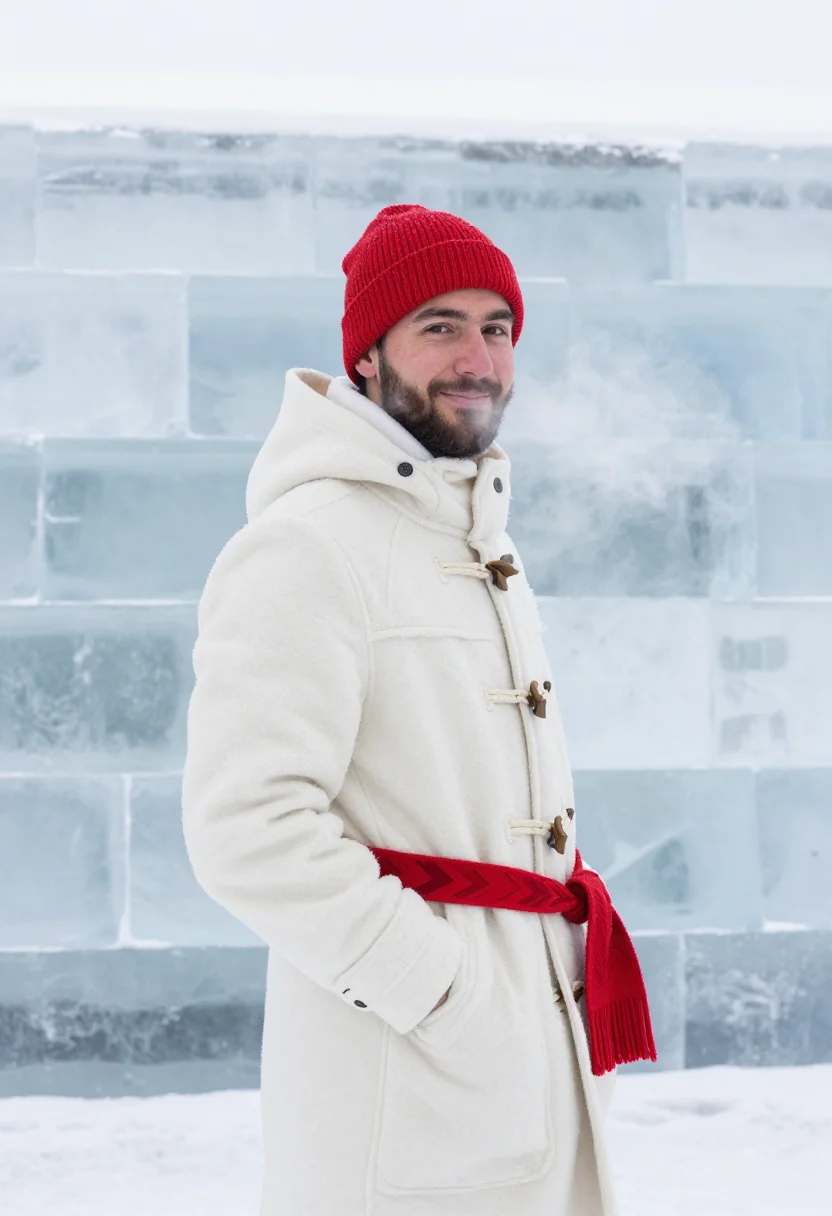 AI carnaval de quebec bonhomme red sash sample — portrait of a man, framed half-length from the waist up, the