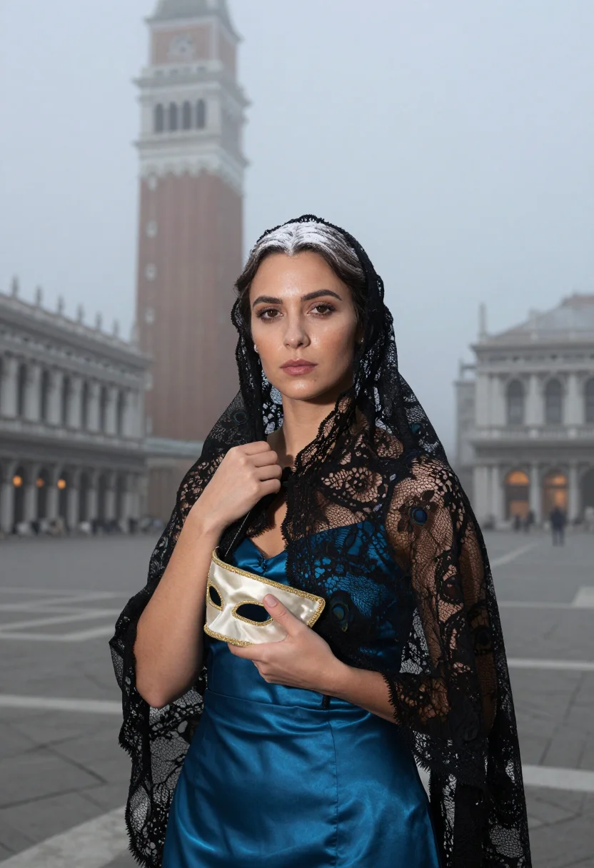 AI carnevale venezia sample — portrait of a woman, chest-up portrait of a Western-European