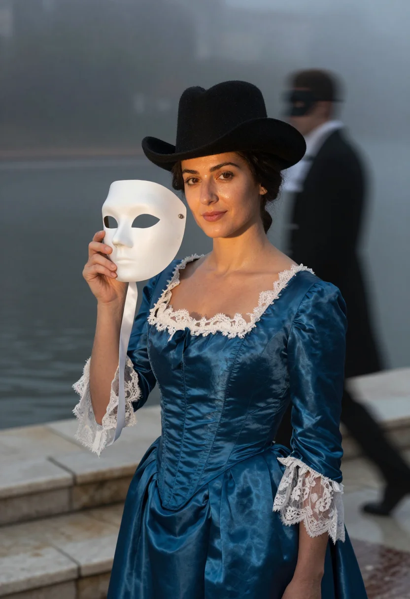 AI carnevale venezia sample — portrait of a woman, chest-up portrait of a Western-European