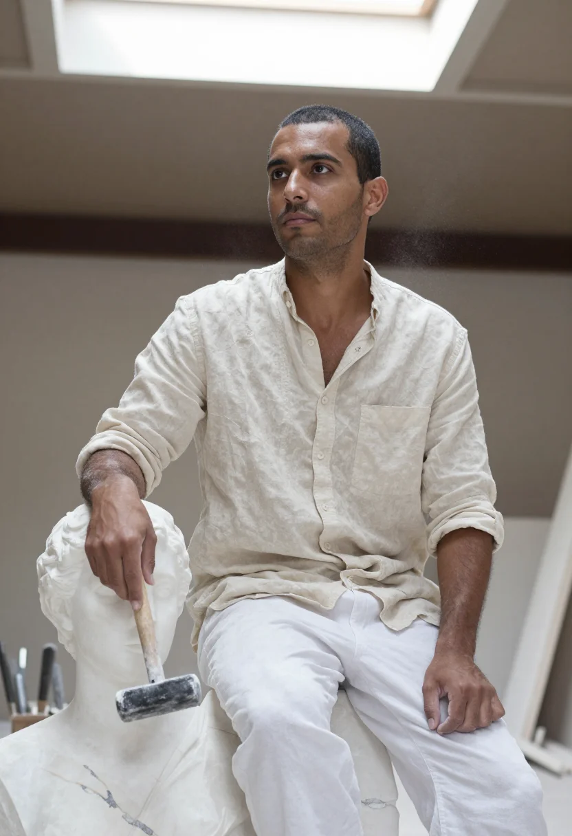 AI carrara white sample — portrait of a man, half-length portrait of a man in his thir