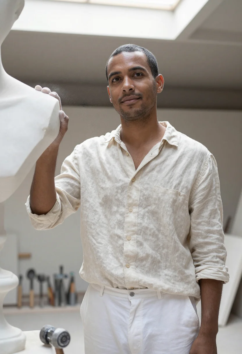 AI carrara white sample — portrait of a man, chest-up portrait of a man in his thirtie