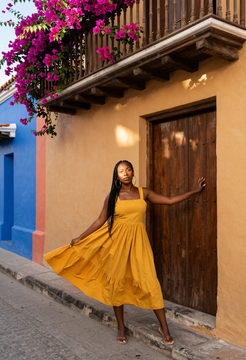 AI cartagena sample — portrait of a woman, full-length portrait of an Afro-Caribbe