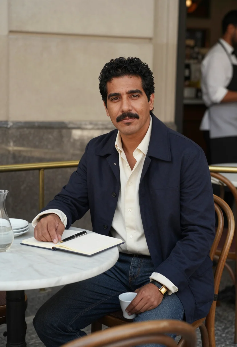 AI cartier tank sample — portrait of a man, three-quarter-length portrait of a Latin