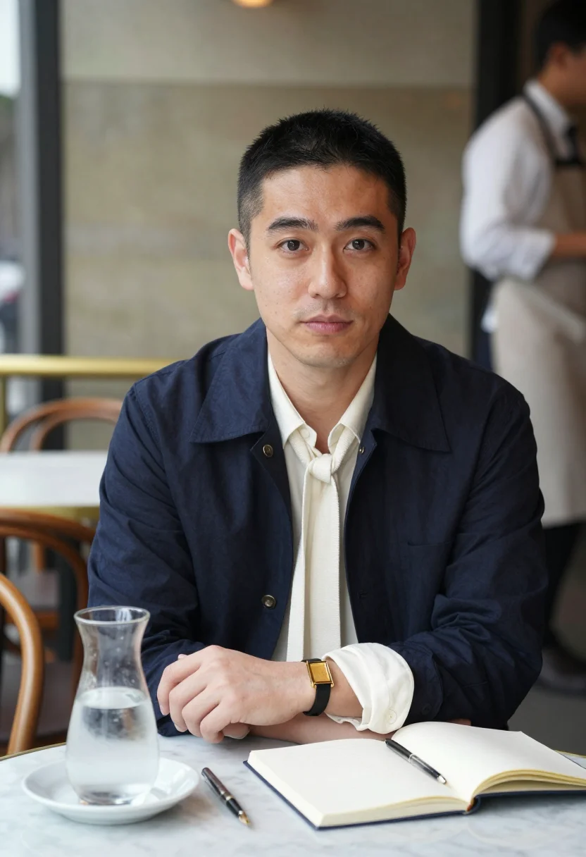 AI cartier tank sample — portrait of a man, close portrait of a Japanese man with war