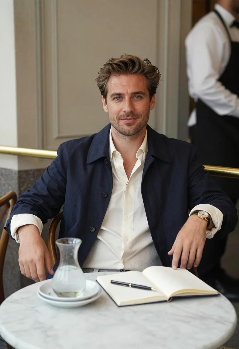 AI cartier tank sample — portrait of a man, half-length portrait of a Western-Europea