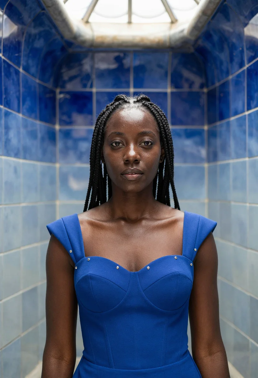 AI casa batllo sample — half-length portrait of a Black woman with rich dark skin, d