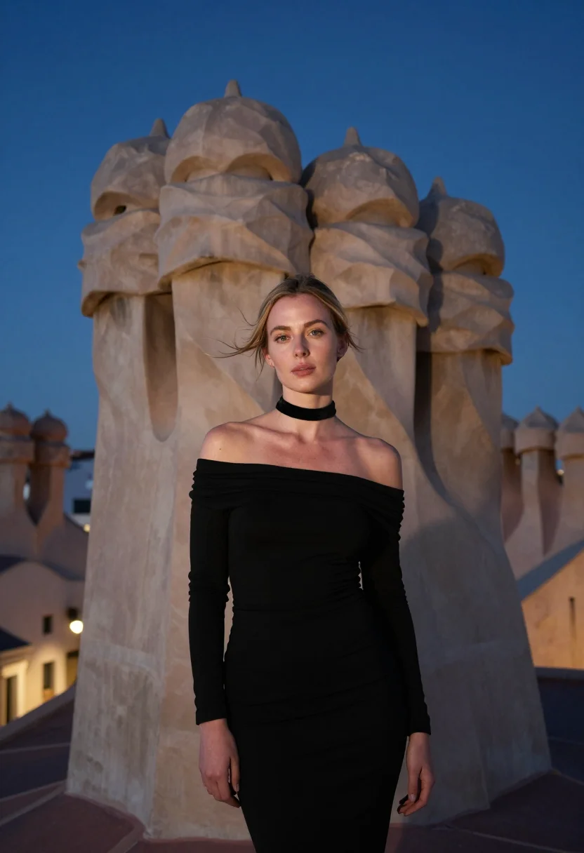 AI casa batllo sample — half-length portrait of a Western European woman with fair s