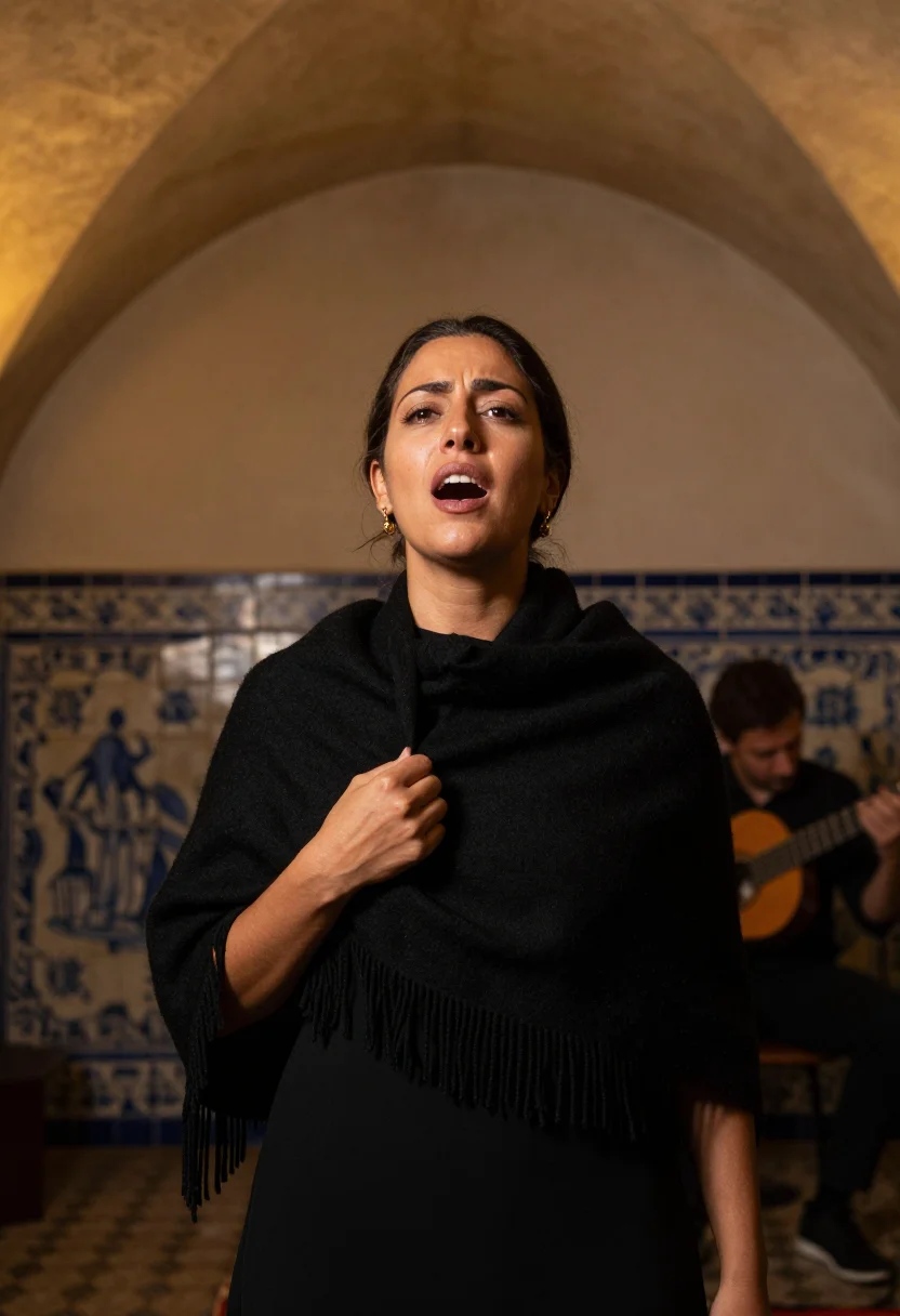 AI casa de fado sample — portrait of a woman, head-and-shoulders portrait of a Portug