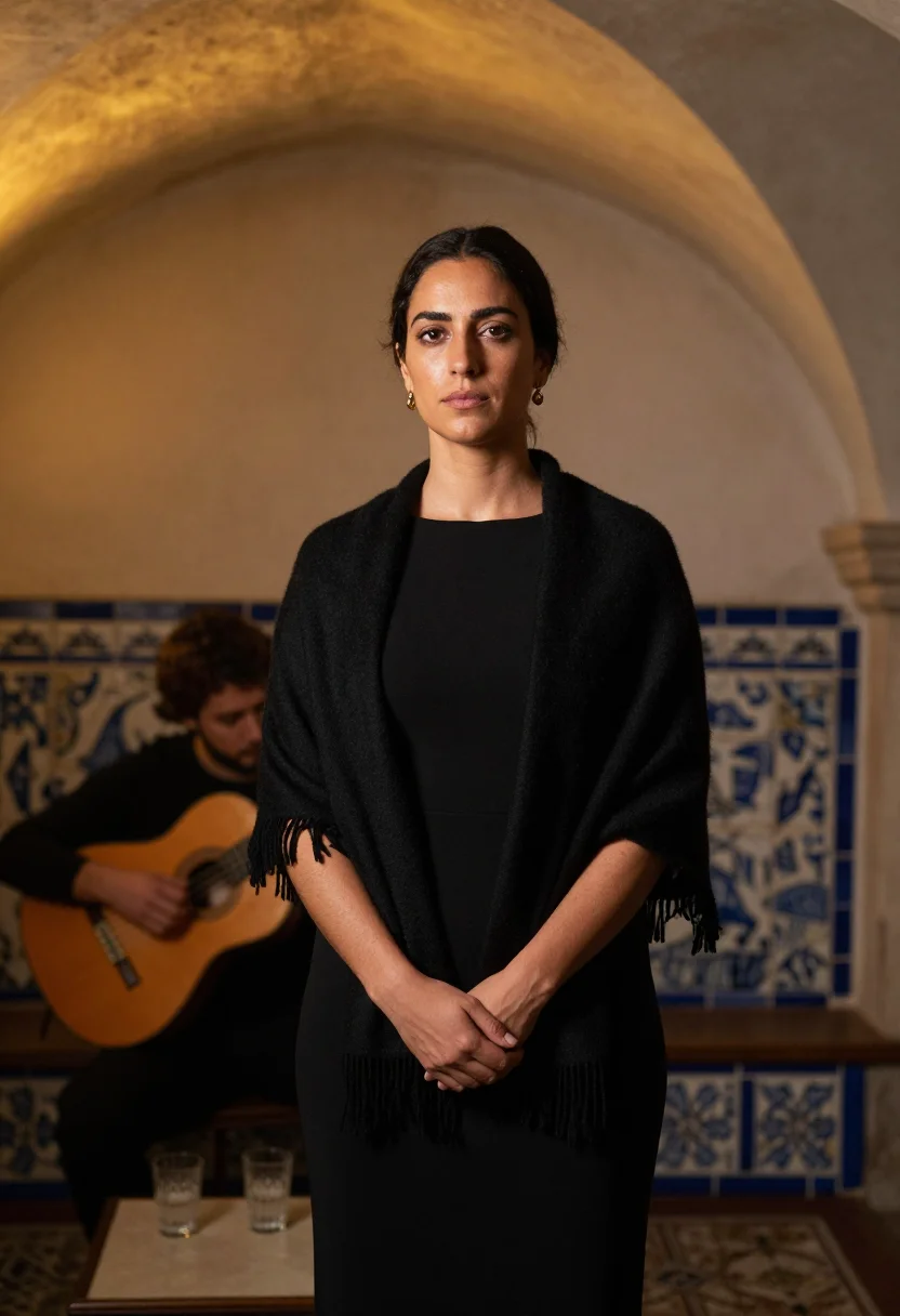 AI casa de fado sample — portrait of a woman, three-quarter-length portrait of a Port