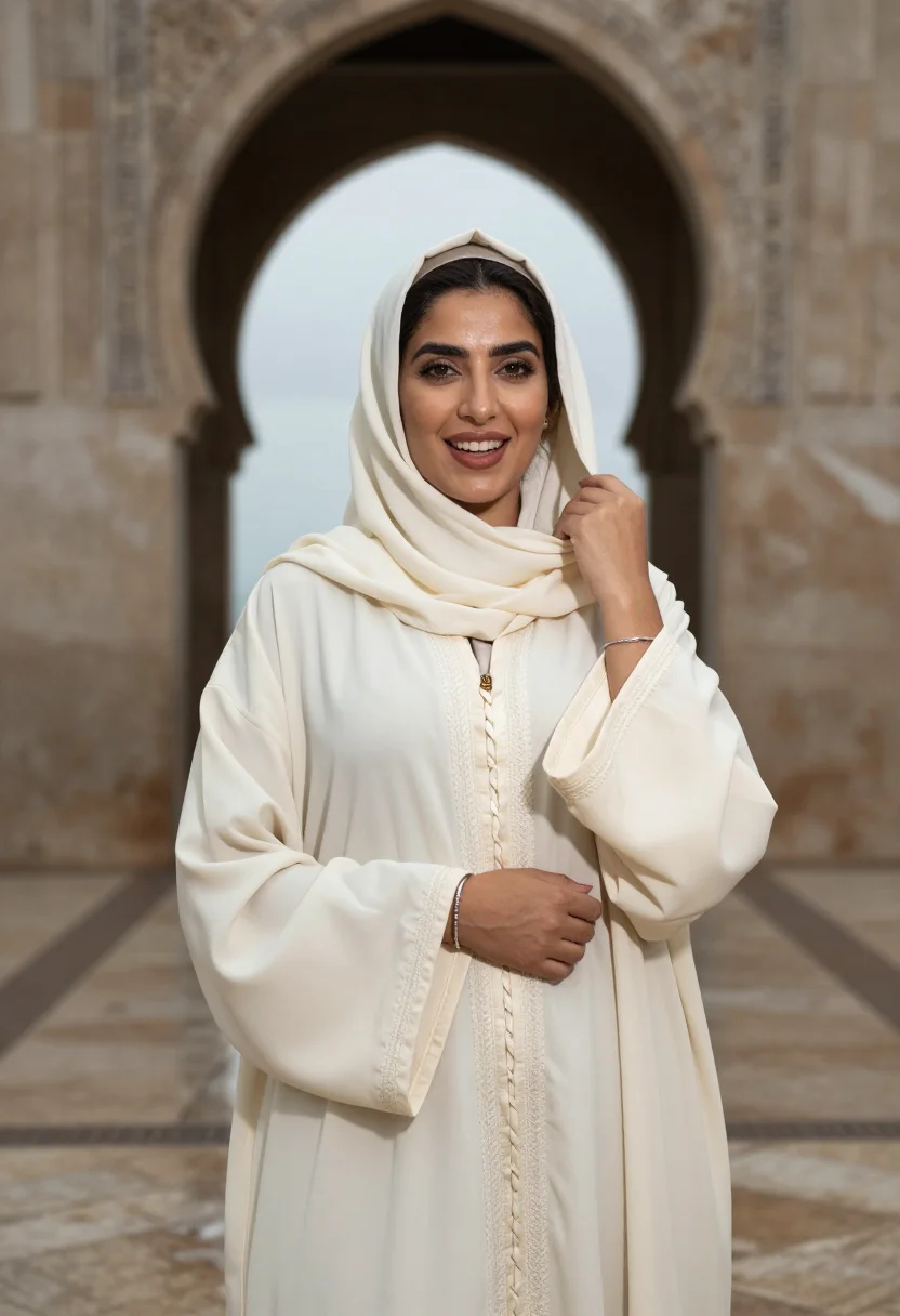 AI casablanca djellaba sample — portrait of a woman, half-length portrait of a Moroccan woma