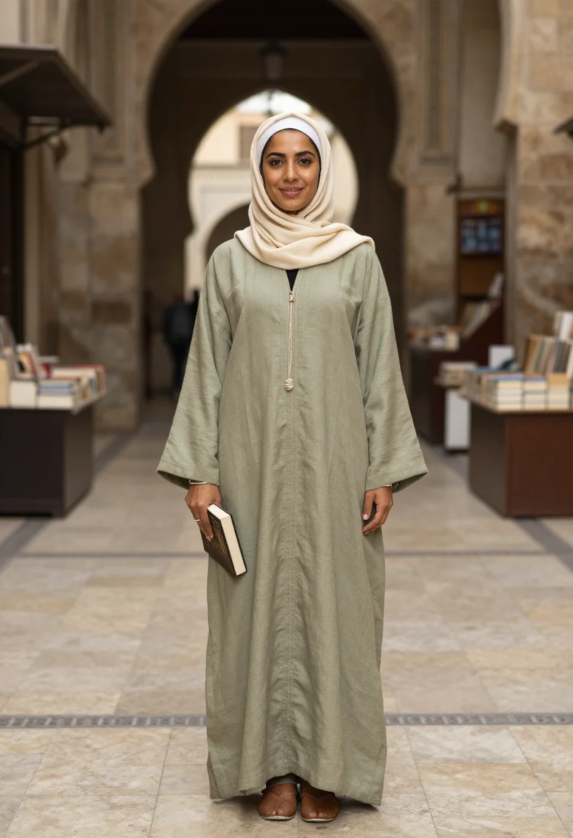 AI casablanca djellaba sample — portrait of a woman, full-length portrait of a Moroccan woma