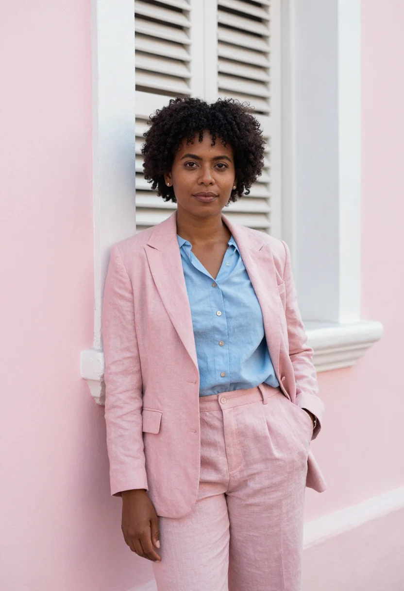 AI casco viejo architect pastel palette sample — portrait of a woman, an Afro-Panamanian architect in her lat